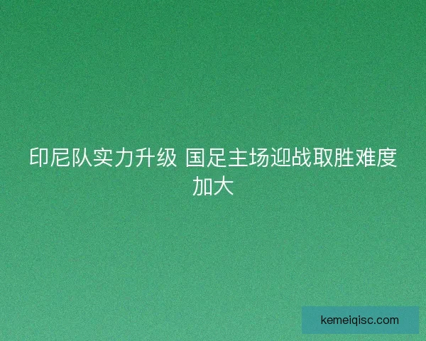 印尼队实力升级 国足主场迎战取胜难度加大